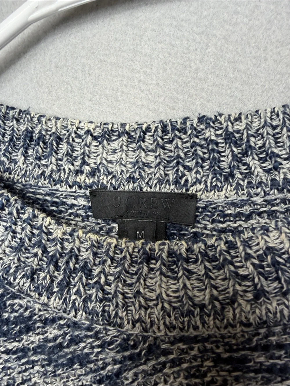 J. Crew Marled blue & White Scoopneck Pullover